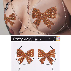 Bow Shape Sparkle and Shine Sensual Adhesivo Nipple Covers Sexy Nipple Pasties Dance para <span class=keywords><strong>mujeres</strong></span> - Product Image 2