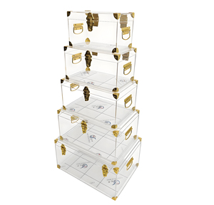 Étui en cuir blanc Caisses en <span class=keywords><strong>bois</strong></span> Grandes valises pour mariage Rangement décoratif Ensemble de 5 - Product Image 5