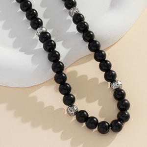 Collier de perles d'agate noire, chaîne courte pour clavicule, bijoux en pierre naturelle pour femmes, accessoire de mode - Product Image 3