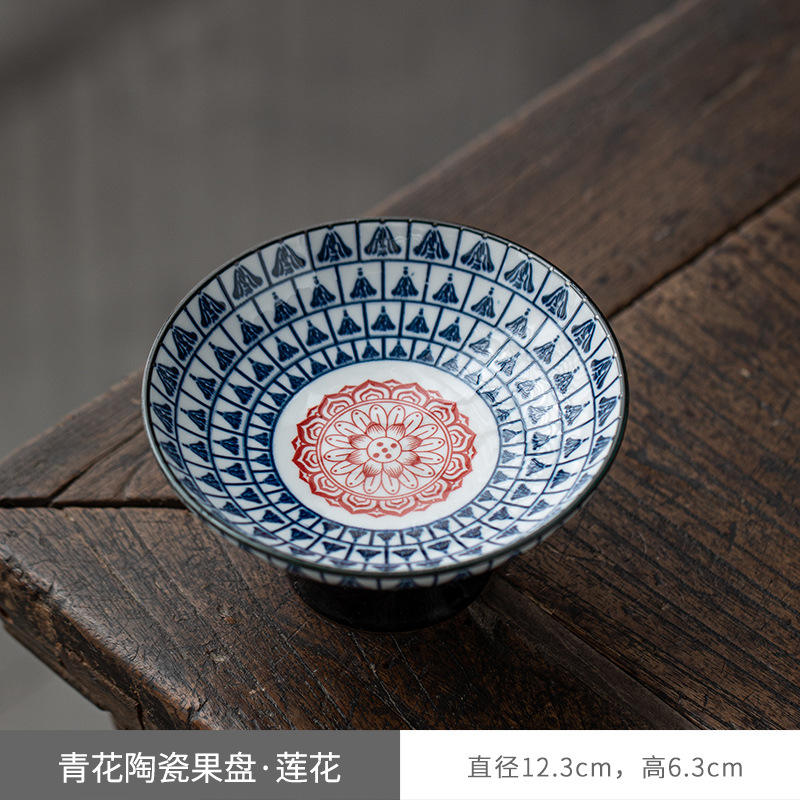 Blue and Flower Fruit Plate small size Lotus