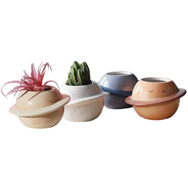 Custom Ceramic Creative planet shaped flower pot modern Spherical bonsai vase planter succulent planter vase for home decor