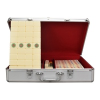 Tuiles de mahjong en acrylique de luxe modernes personnalisées, 172 pièces, 37 x 28 x 22 mm, avec étui en aluminium, blanc riz, ensemble de divertissement