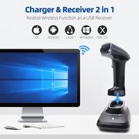 Escáner de Código de Barras 2D Bluetooth con Base de Carga, Lector de Códigos QR Inalámbrico de 2000 mAh para Sistema POS, Compatible con Computadoras Android