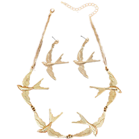 Ensemble de bijoux fantaisie pour femme, 2 pièces : Collier colombe et boucles d'oreilles pendantes oiseau, plaqué or vintage, avec pendentif animal populaire