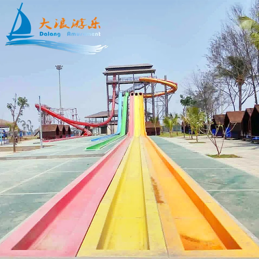 Hot Sale Customized Water Slide Equipment 3 Lanes 6 Lanes Rainbow Body Slide Aquatic Adults And Kids Park Slide