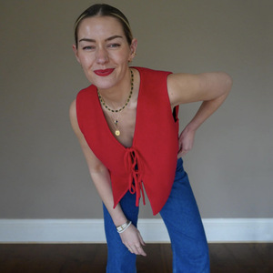 King Mcgreen Star <strong>Women</strong> Casual Loose Vest Hollow Out V Neck Lace up <strong>Sleeveless</strong> Y2k Top New Chic Elegant Fashion Knit <strong>Cardigan</strong> - Product Image 4