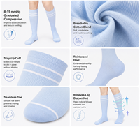 Chaussettes de compression pour femmes enceintes 8-15 mmHg, chaussettes de maternité mi-hautes, soutien léger pour la grossesse, les voyages et le quotidien