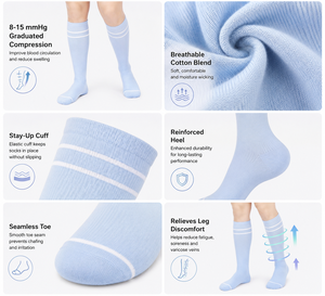 <span class=keywords><strong>Calcetines</strong></span> <span class=keywords><strong>de</strong></span> Compresión para Embarazo Personalizados 8-15 mmHg, <span class=keywords><strong>Calcetines</strong></span> <span class=keywords><strong>de</strong></span> Algodón hasta la Rodilla para Maternidad, Alivio <span class=keywords><strong>de</strong></span> la Hinchazón, OEM - Product Image 3