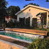 Wood Look Decking Automatic Slide Moderne elektrische Schwimmbad abdeckung mit fern gesteuerten Stütz möbeln für Unterhaltung