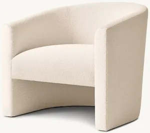 <span class=keywords><strong>Fauteuil</strong></span> d'appoint de salon rétro aux formes cinétiques, forme tonneau, entièrement rembourré, courbes douces, accoudoirs inclinés, siège flottant, base ouverte - Product Image 3