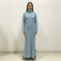 Robe longue en maille côtelée noire de haute qualité pour femme, personnalisable OEM & ODM, collection Gillian Midi, vente en gros