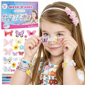 Luxury Girls Hair Kit Make Your Own Headbands Clips Butterfly <b>Flower</b> Gem <b>Sticker</b> Craft Birthday Gift Retail Box Set - Product Image 3