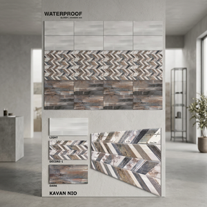 Carreaux muraux en céramique imprimés en jet d'encre 3D attrayants 300x600mm, finition numérique brillante émaillée, pour murs extérieurs et intérieurs en briques réfractaires - Product Image 2