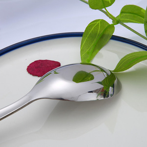 076 Cross-border 304 Stainless Steel <b>Round</b> Handle Flat Bottom Spoon, Deepened Spoon Head, Creative New Chinese Style Soup Spoon - Product Image 3