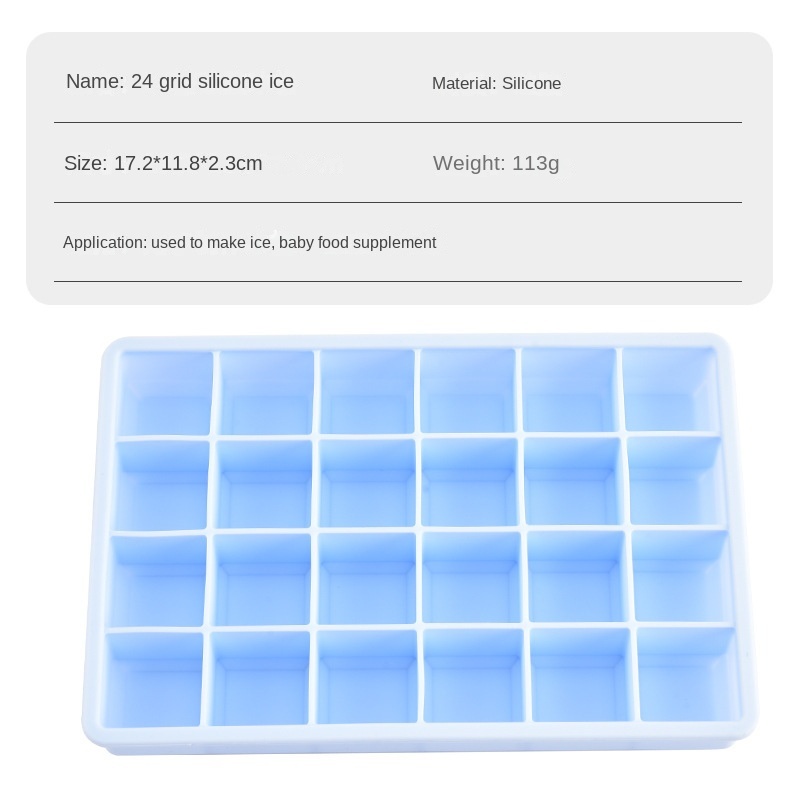 Bac à glaçons en silicone 24 grilles bleu