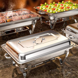 직사각형 스테인레스 스틸 알코올 냄비, 차핑 접시 뷔페 세트 음식 워머 호텔 용품 뷔페 스토브 - Product Image 2