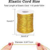 Cordon en macramé tressé métallique doré de 1 mm, 110 yards, élastique et extensible, pour la fabrication de bijoux, l'emballage de cadeaux, les chaussures de Noël, les vêtements