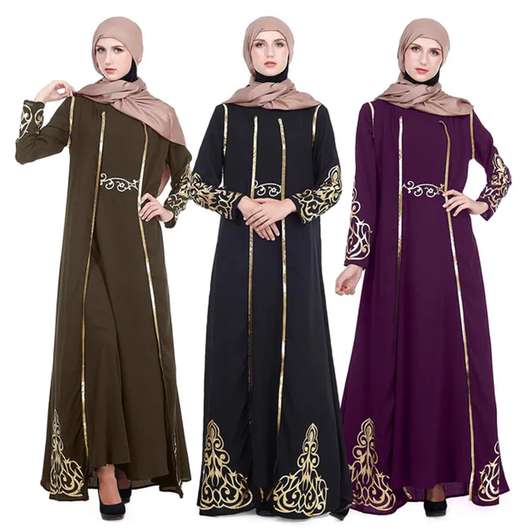 Vestido de satén musulmán de manga larga para mujer, ropa islámica de alta calidad