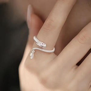 Cincin halus Punk dapat diatur desain naga cincin tembaga zirkonia kubik untuk wanita pria simbol kekuatan dan keberuntungan - Product Image 3