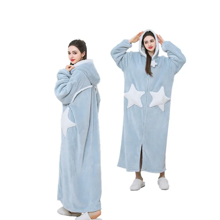 Sunhome Comfortable New Design Bathrobes Flannel fleece Nightgown Lovely Autumn Thick Pajamas For Home Bedroom