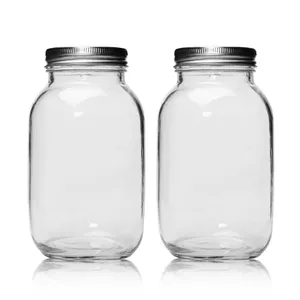 Pot de rangement Mason en verre de 32oz 1000ml pour les cornichons de confiture avec bouchon à vis de 70mm