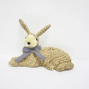 SYART Wholesale Handwoven Artifact Woven Rabbit Easter Home EveryDay Corn Husk Bunny Easter Decoration