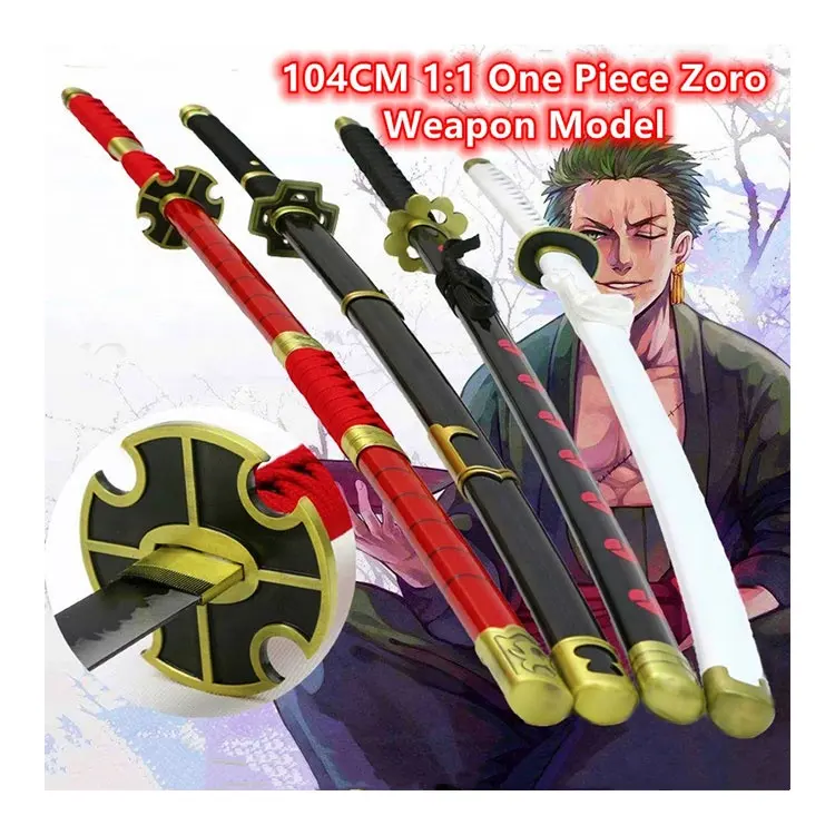 Popular anime Custom Cheap Japanese One Pieced Anime Roronoa Zoro Cosplay Solid Wooden Toy Swords
