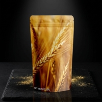Sachets personnalisables à fermeture éclair de qualité alimentaire pour céréales et grains, MOQ 1000 pièces, impression numérique, emballage souple, sachets à fond plat