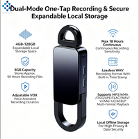 Enregistreur vocal porte-clés S20+ avec enregistrement à un clic, haute définition HD, WAV numérique, mémoire flash 4-64 Go, stylo à commande vocale