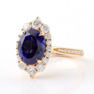 Anillos de Oro Real de 14k y 18k con Zafiro Cultivado en Laboratorio de 3 Quilates, Joyería Personalizada con Piedras Preciosas Cultivadas en Laboratorio, Anillo de Boda para Mujer, Joyería de Moda - Product Image 2