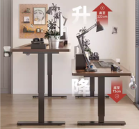 Cadre de bureau debout électrique noir moderne à double moteur, réglable en hauteur pour le bureau et la chambre à coucher, en bois massif pour les restaurants