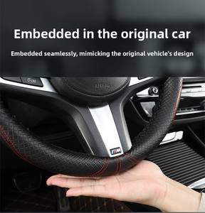 Haute qualité bricolage mince antidérapant respirant housse de protection cousu <span class=keywords><strong>à</strong></span> la main en <span class=keywords><strong>cuir</strong></span> véritable couverture de <span class=keywords><strong>volant</strong></span> de voiture - Product Image 4