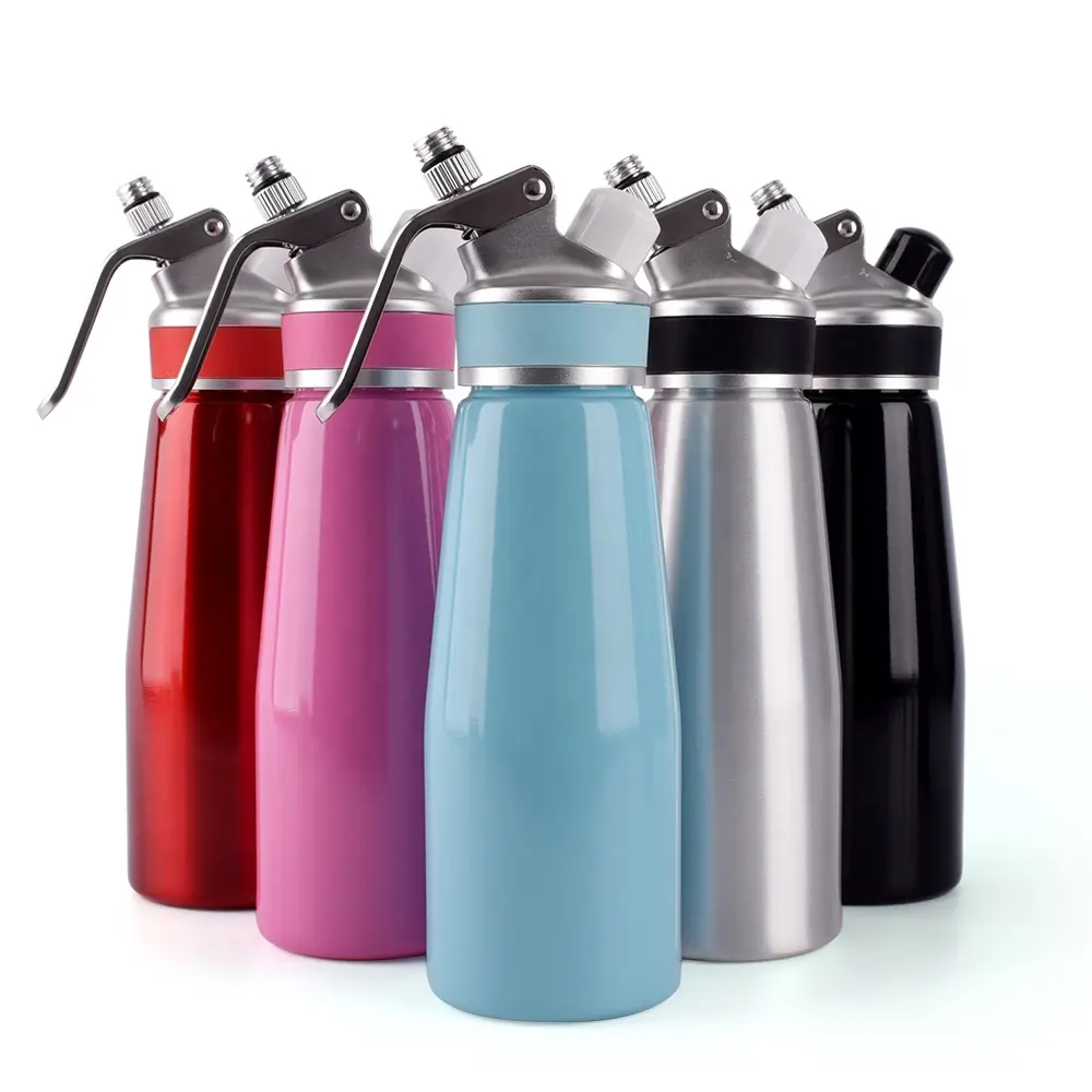 Neue Farben 500ml / 250ml Cream Whipper Aluminium Whip Cream Dispenser mit Silikon griff