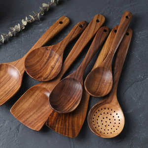 Juego de Cucharas de Madera al por Mayor, Utensilios de Cocina de Madera Natural para Restaurantes, Hoteles y Accesorios de Cocina Casera - Product Image 1