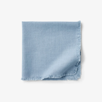 Serviettes de table carrées modernes en lin, bleu ciel mat et bleu clair, à franges, lavables, couleur personnalisée, douces, pour café, restaurant, vente en gros