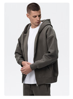 Veste polaire homme hiver 350G, robuste, à double fermeture éclair, motif uni, coupe ample à capuche, style transfrontalier