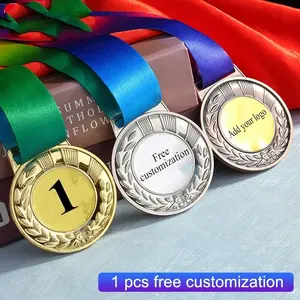 6.5cm Médailles en métal Récompenses de classe sportive Récompenses gratuites personnalisées imprimées ou gravées LOGO <span class=keywords><strong>Médaille</strong></span> Prix pour compétitions Souvenir - Product Image 2