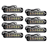 AUXITO 8X Feux de signalisation d'urgence pour voiture et camion, 6 LED, ambre et blanc, clignotants de danger, feux stroboscopiques