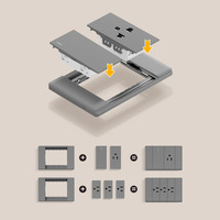 Prise murale modulaire de type 118, ports USB Type-A et Type-C, ultra-mince, matériau PC ignifuge, norme américaine industrielle IP22