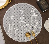 Nouveauté 38cm PVC Or EID Mubarak Tapis de table musulman Tapis de table Ramadan pour la fête islamique musulmane Eid Mubarak Décoration de table