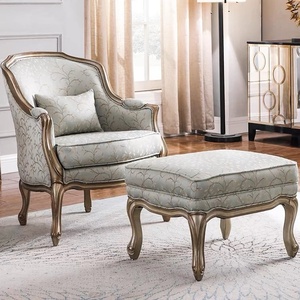 Set di Sedie Singole in Legno Massello Stile Country Americano Retrò, Divano Intagliato in Stile Francese per Soggiorno <span class=keywords><strong>e</strong></span> Balcone di Villa - Product Image 2