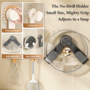 Support de couvercles de casseroles en acier inoxydable 304, porte-couvercles de cuisine à ventouse, fixation murale sans perçage - Product Image 5