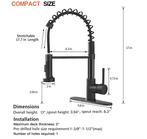 Aquacubic solid brass Matte Đen kéo xuống Nhà bếp Vòi nước cupc chứng nhận với gốm van lõi thiết kế hiện đại Trung Quốc nhà máy - Product Image 6