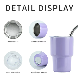 Mini-gobelet isotherme en acier inoxydable de 2 oz et 3 oz avec couvercle à paille, tasse à shot portable pour fêtes, voyages et cadeaux - Product Image 5