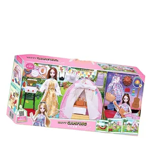 女孩公主野营帐篷户外主题餐具衣袋帽子小吉他模型与每个家庭生日礼物套装玩具