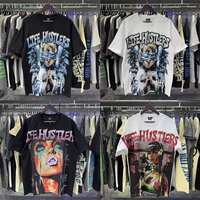 Kaos Pria Desainer Cetak Huruf Berlian Berkualitas Tinggi Gaya Hip Hop Amerika, Kaos Life Hustlers untuk Pria