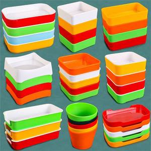Assiettes pour accompagnements de hot pot, vaisselle en mélamine, assiettes et seaux à légumes pour restaurants de barbecue commerciaux, plastique rectangulaire - Product Image 1
