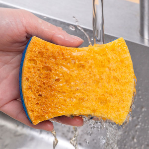 Esun Blue Éponges <span class=keywords><strong>de</strong></span> nettoyage double face anti-rayures en pâte <span class=keywords><strong>de</strong></span> bois et coton avec gommage en cellulose pour la cuisine - Product Image 5
