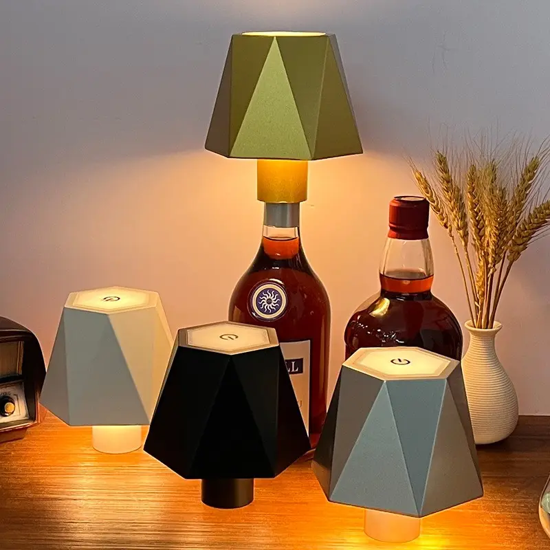 Nuevo producto USB tipo C recargable LED luz de noche lámpara de mesa botella de vino Luz