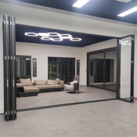 Porte intérieure pliante en verre en alliage d'aluminium de qualité exceptionnelle, finition moderne, avec isolation thermique et moustiquaire